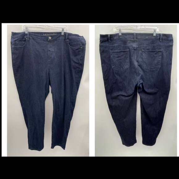 Soft surroundings high rise blue stretch jean with straight leg. 2X - Picture 1 of 6